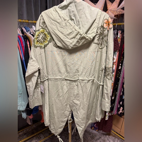Free People We the Free Davy Jones Embroidered Beaded Parka in Sea of Sage - Picture 9 of 11